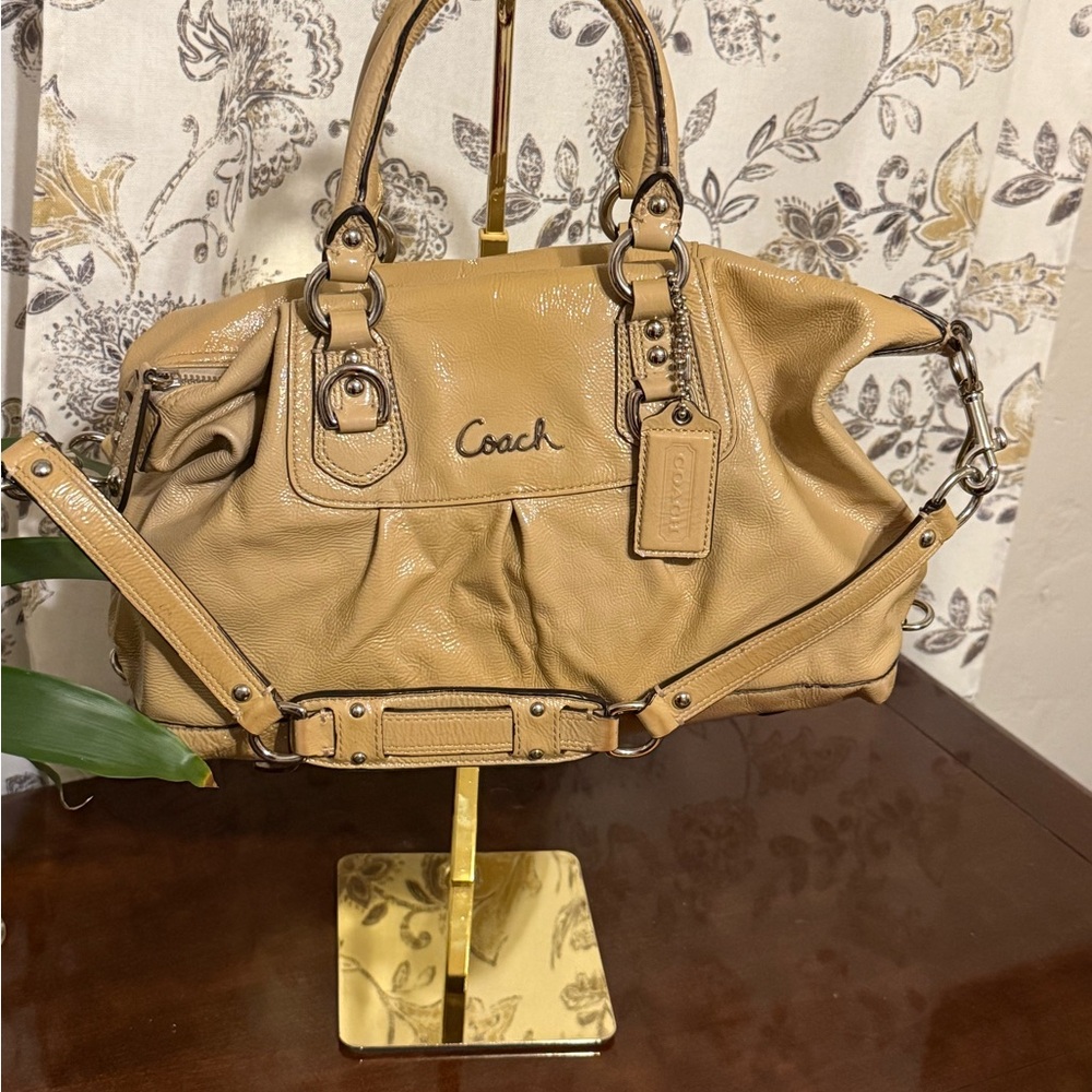 Coach Ashley Beige Leather Satchel with Removable Strap